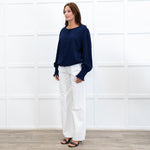 WYSE Navy Adele Shimmer Cardigan