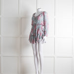 LoveShackFancy Blue and Pink Drop Waist Mini Dress