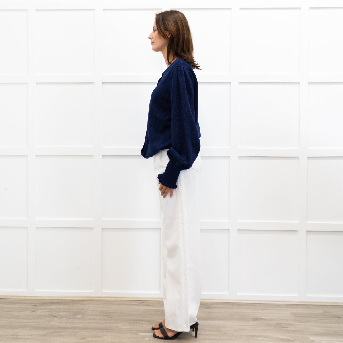 WYSE Navy Adele Shimmer Cardigan