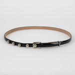 Christian Dior Black Skinny Belt With Silver Balls