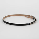 Christian Dior Black Skinny Belt With Silver Balls