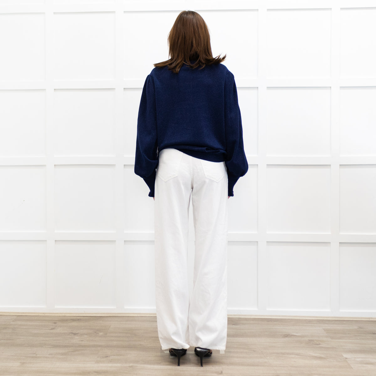 WYSE Navy Adele Shimmer Cardigan