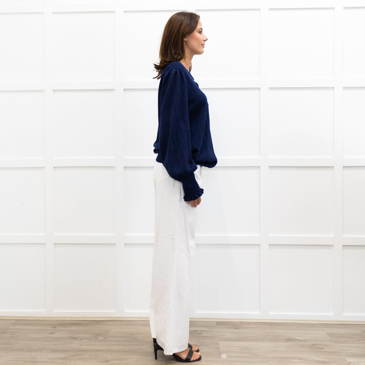 WYSE Navy Adele Shimmer Cardigan
