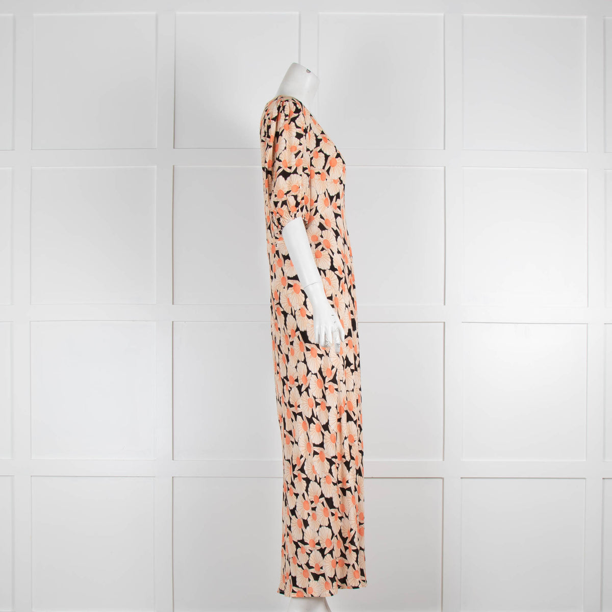 Rixo Orange Patterned Shell Midi Dress