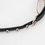 Christian Dior Black Skinny Belt With Silver Balls