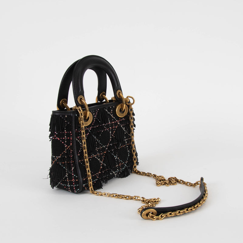 Dior Mini Beaded Lady Dior with Crossbody Chain Strap
