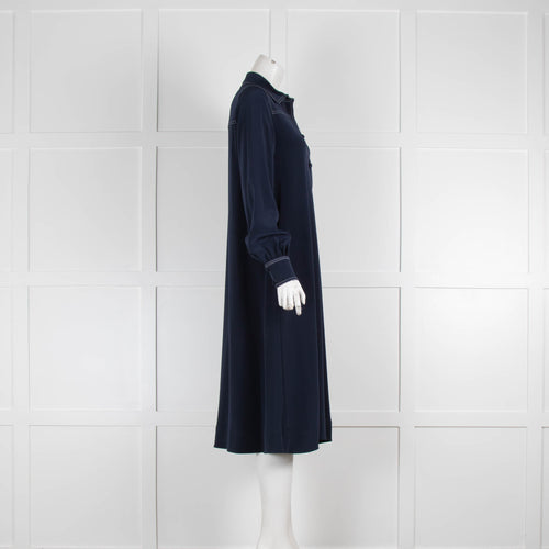 CO Navy Dress With White Stitching & Button Front