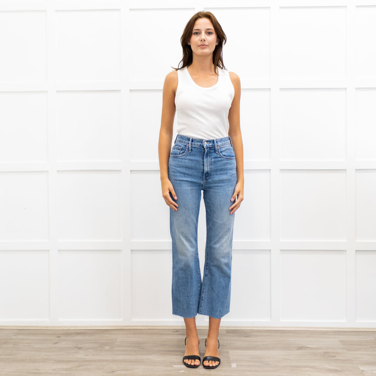 Mother Denim Washed Blue 'Lasso Sneak' Jeans