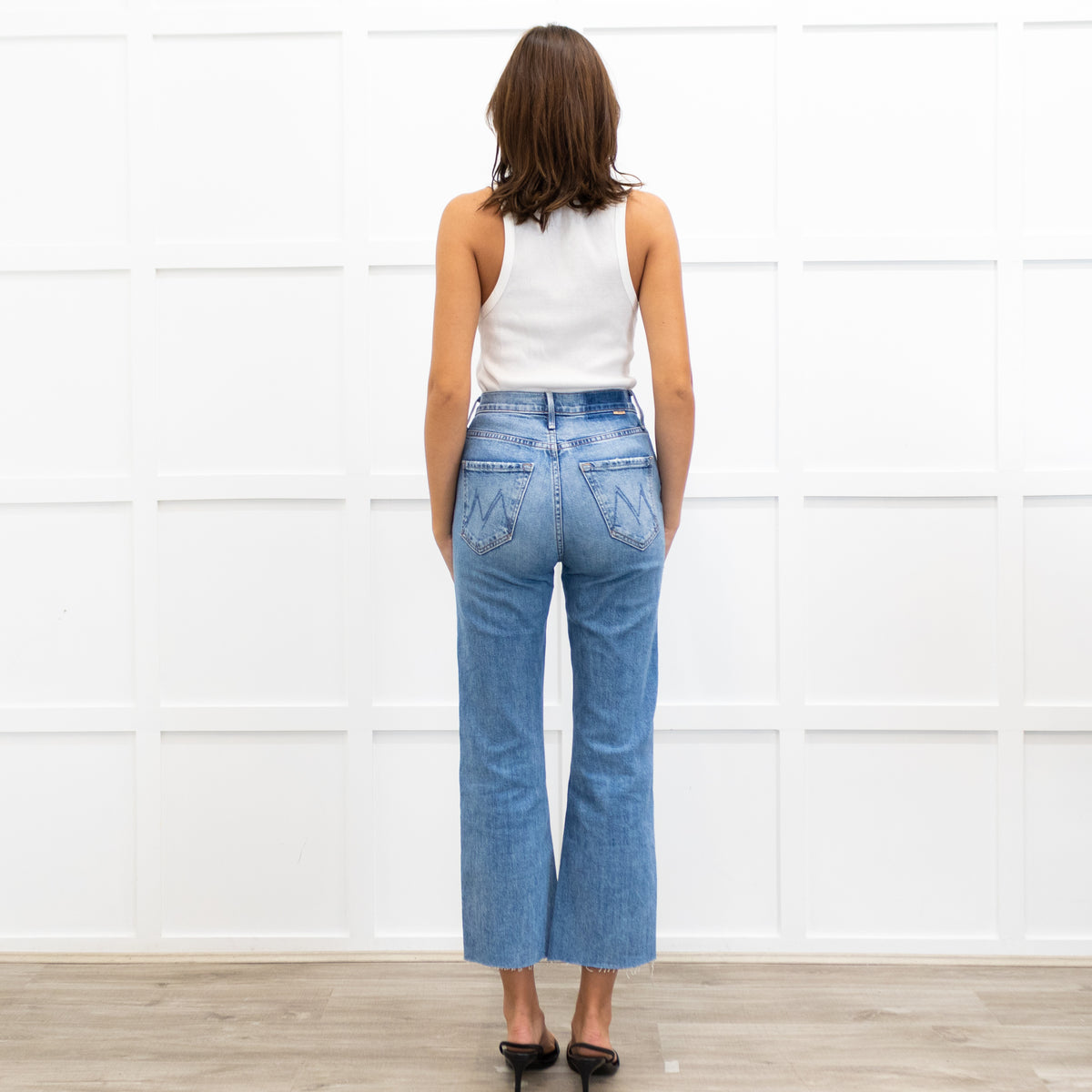 Mother Denim Washed Blue 'Lasso Sneak' Jeans