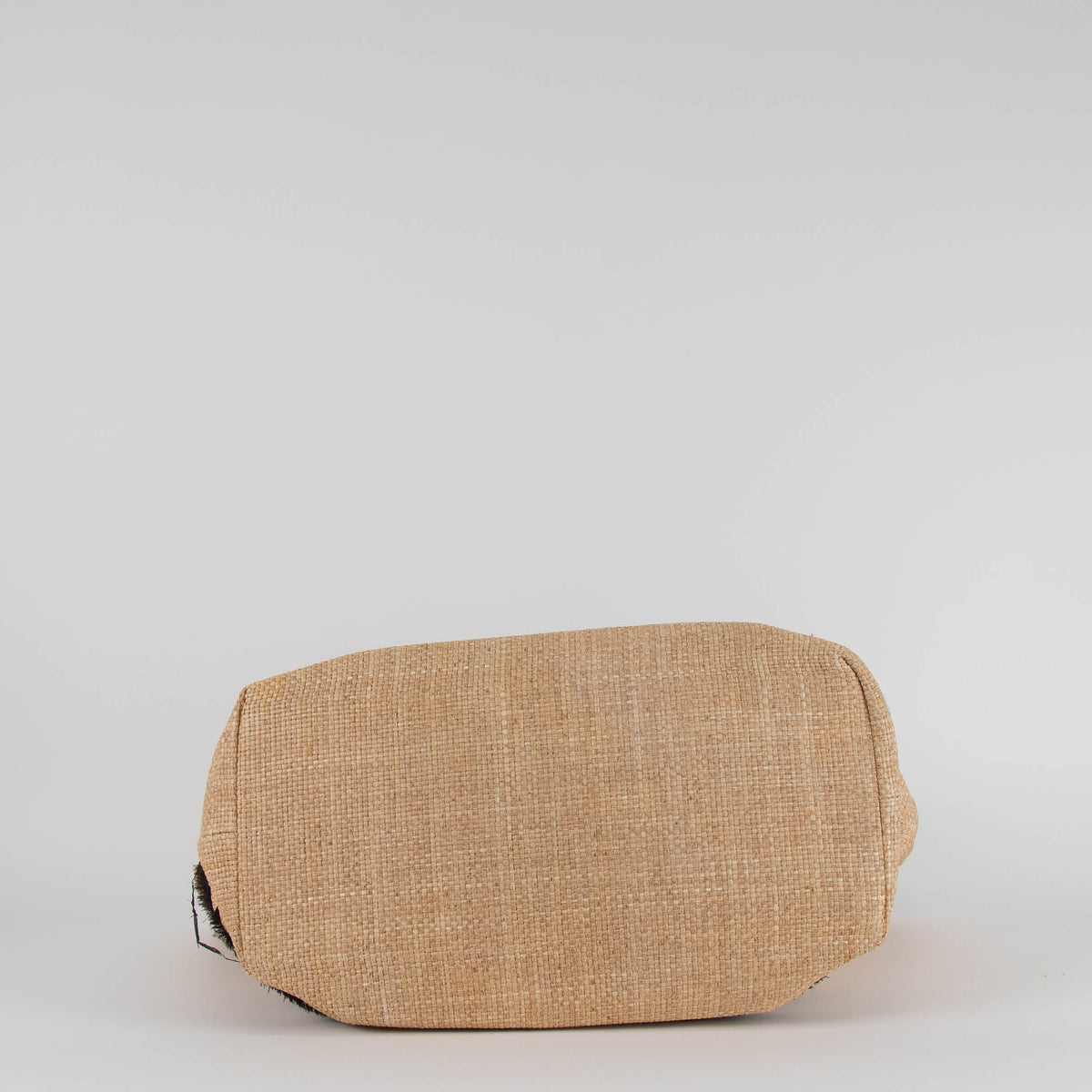 Stella McCartney Beige/Black Woven Raffia and Leather Logo Tote