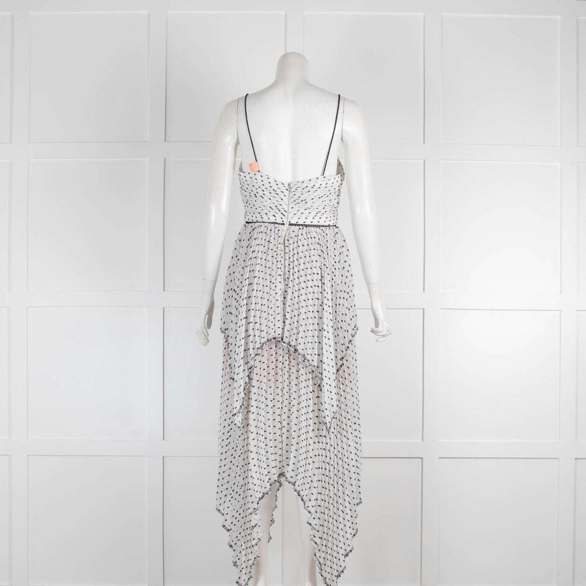 Self Portrait Black and White Polka Dot Chiffon Tiered Dress