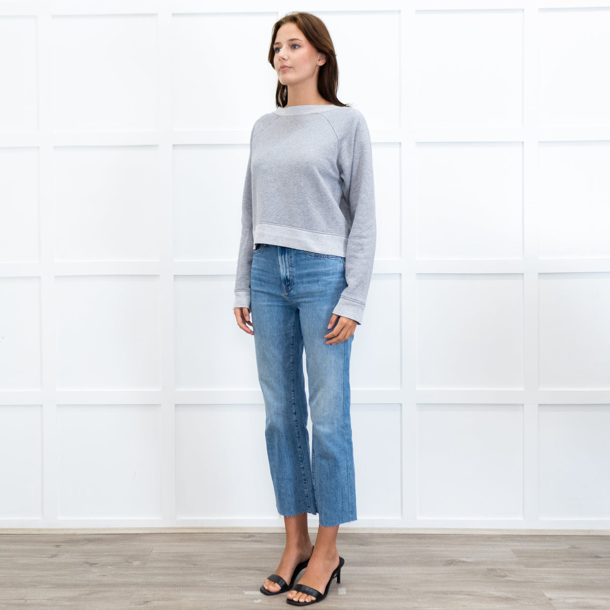 Victoria Beckham Grey Slash Neck Sweatshirt