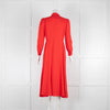 Sandro Red Long Dress with Zip Detail Neckline