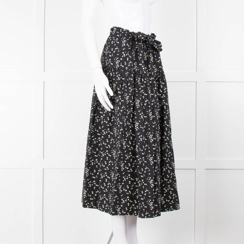 Bimba Y Lola Black Daisy Print Cotton Skirt