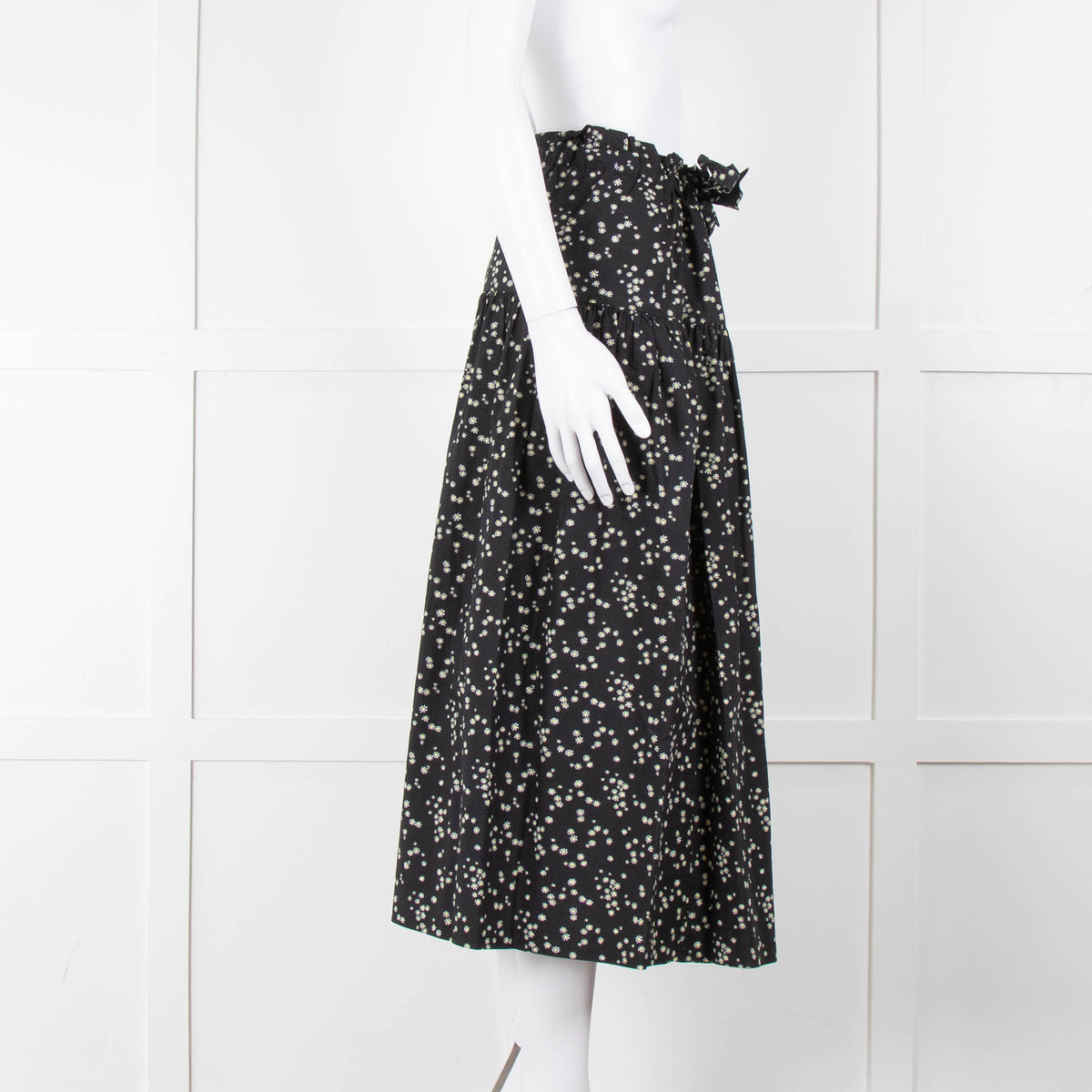 Bimba Y Lola Black Daisy Print Cotton Skirt