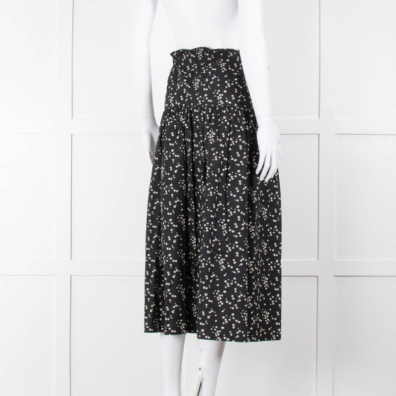 Bimba Y Lola Black Daisy Print Cotton Skirt