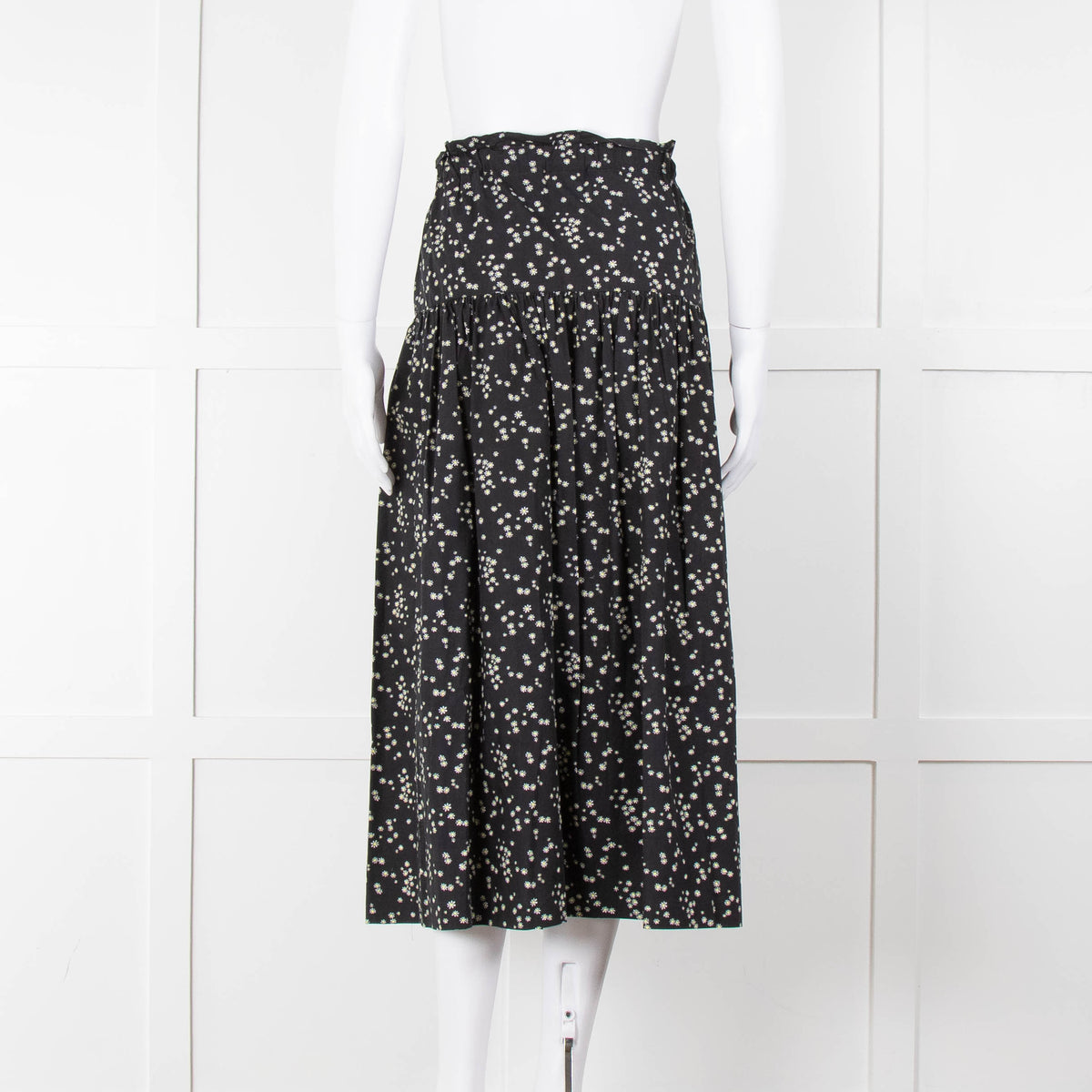 Bimba Y Lola Black Daisy Print Cotton Skirt