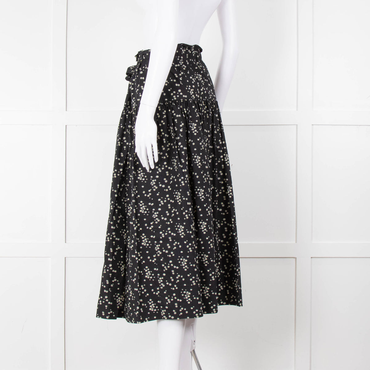 Bimba Y Lola Black Daisy Print Cotton Skirt