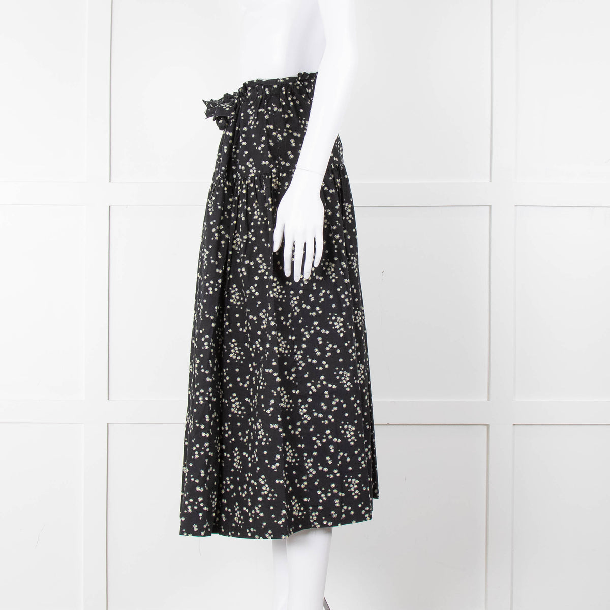 Bimba Y Lola Black Daisy Print Cotton Skirt
