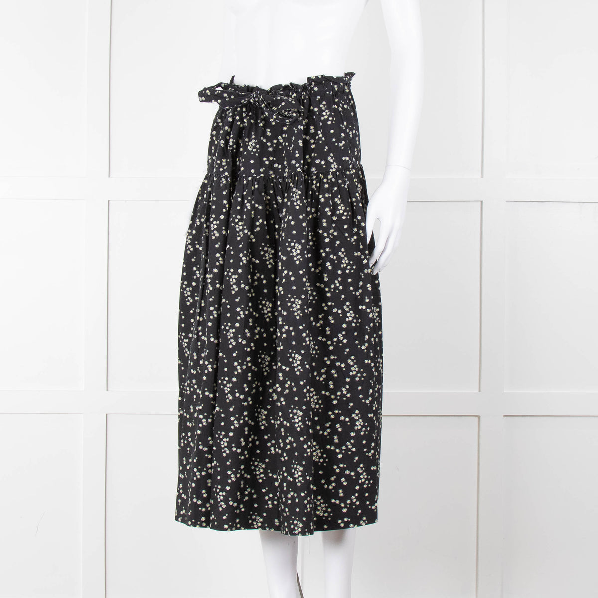 Bimba Y Lola Black Daisy Print Cotton Skirt