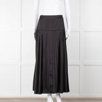 ME + EM Black Satin Plisse Skirt with Beaded Waist