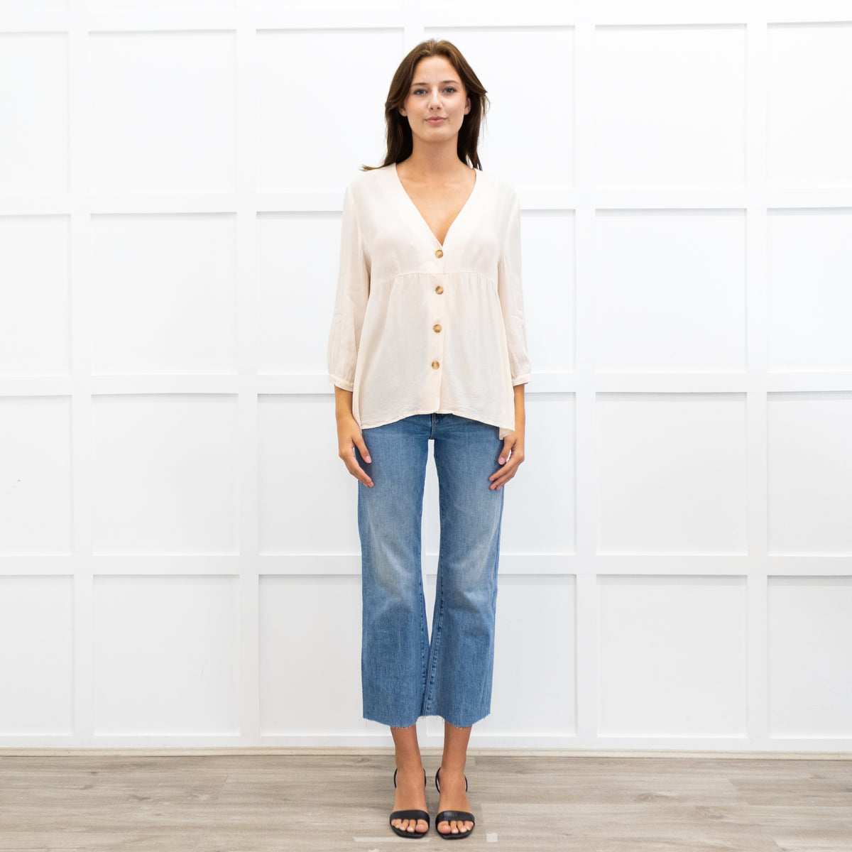 Ba&Sh Pale Peach Button Up Blouse