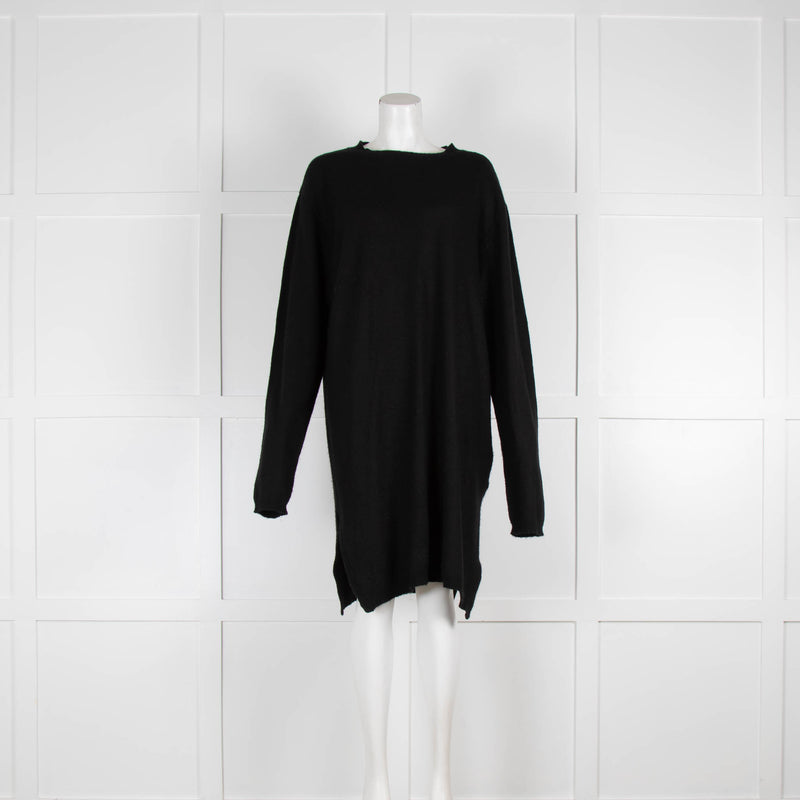 Rick Owens Black Boiled Cashmere Midi Dress