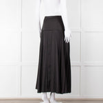 ME + EM Black Satin Plisse Skirt with Beaded Waist