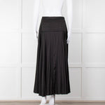 ME + EM Black Satin Plisse Skirt with Beaded Waist