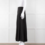 ME + EM Black Satin Plisse Skirt with Beaded Waist