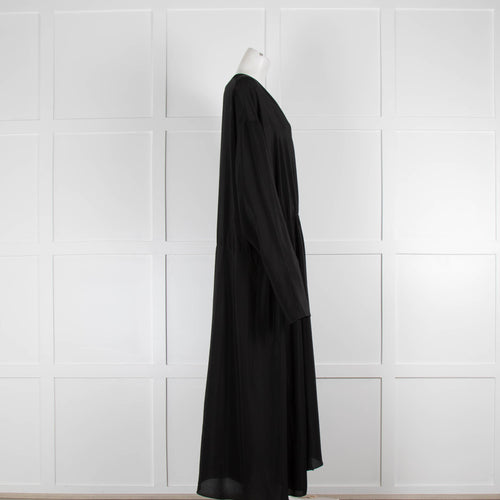 Raey Black Silk Drop Waist Oversized Black Maxi Dress