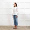 Ganni White Oversized Collar Frilled Edge Detail Blouse