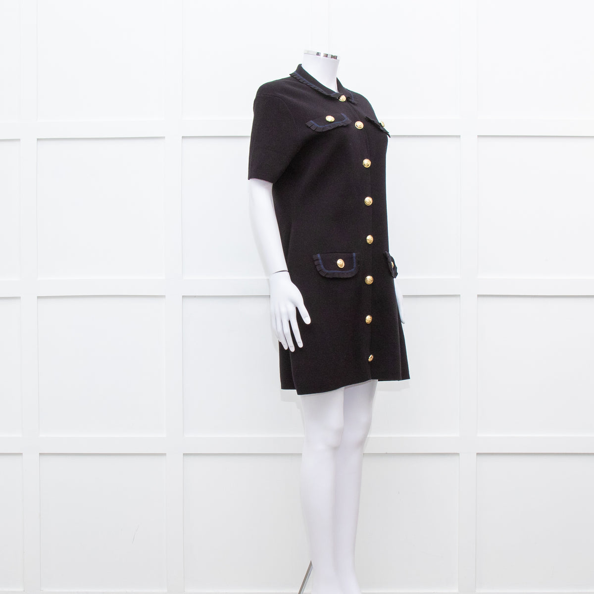 Maje Black Knit Gold Button Short Dress