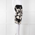 Alexander Mcqueen Black Stretch Skirt With White Flowers