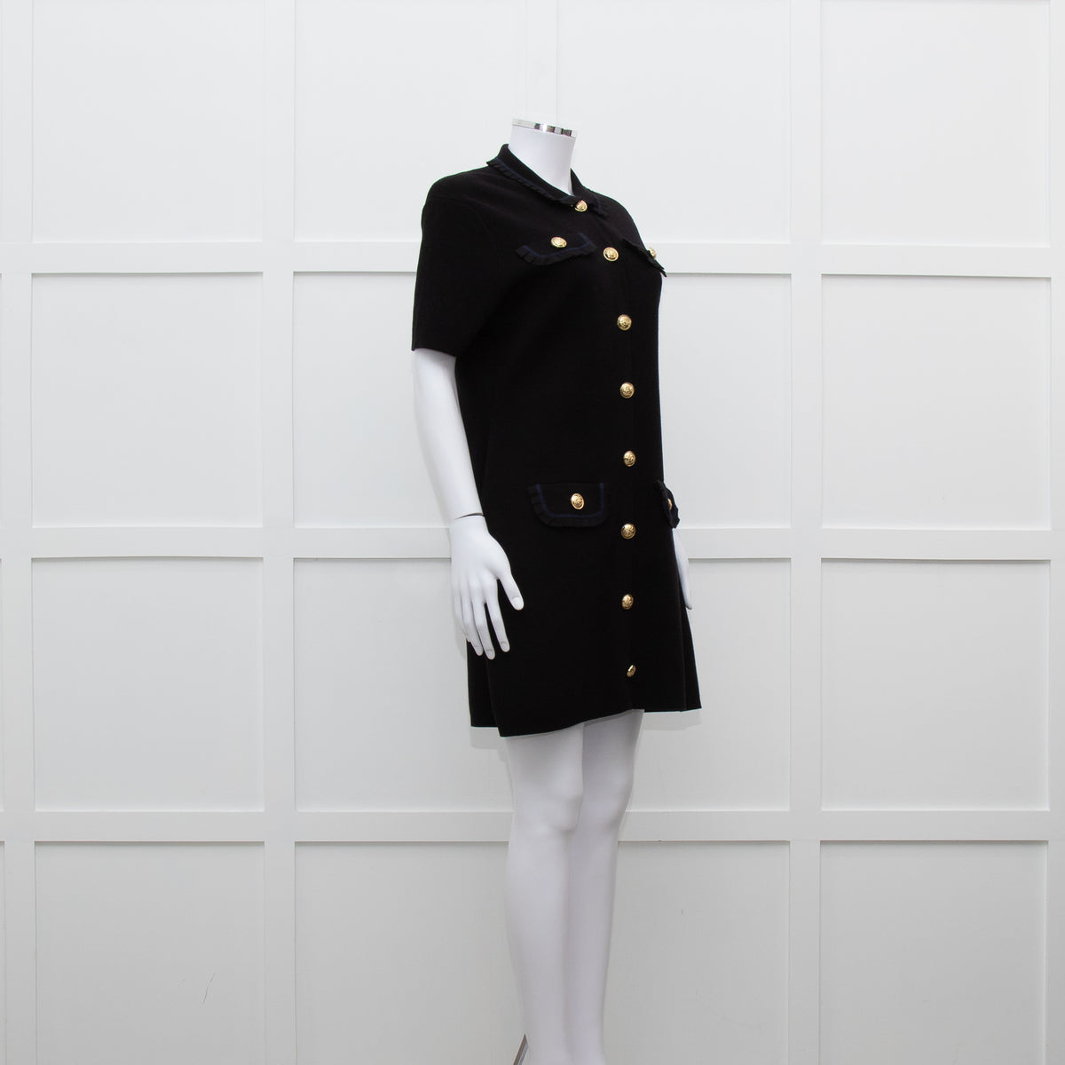 green emerald velvet dress Maje Black Knit Gold Button Short Dress – Phoenix Style