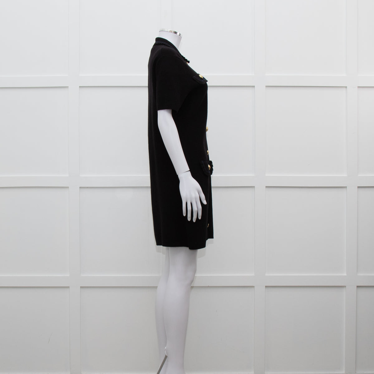Maje Black Knit Gold Button Short Dress
