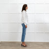 Ganni White Oversized Collar Frilled Edge Detail Blouse