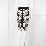 Alexander Mcqueen Black Stretch Skirt With White Flowers