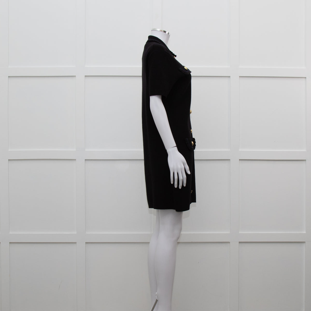 Maje Black Knit Gold Button Short Dress