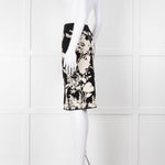 Alexander Mcqueen Black Stretch Skirt With White Flowers