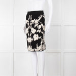 Alexander Mcqueen Black Stretch Skirt With White Flowers
