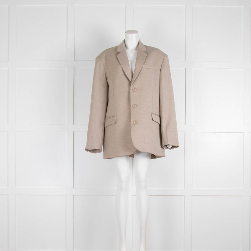 Frankie Shop Oatmeal Single Breasted Oversized Blazer