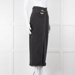 Nanushka Grey Denim Belted Midi Skirt