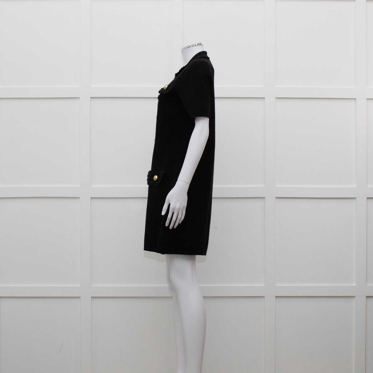 Maje Black Knit Gold Button Short Dress