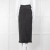 Nanushka Grey Denim Belted Midi Skirt