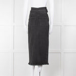 Nanushka Grey Denim Belted Midi Skirt