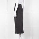 Nanushka Grey Denim Belted Midi Skirt