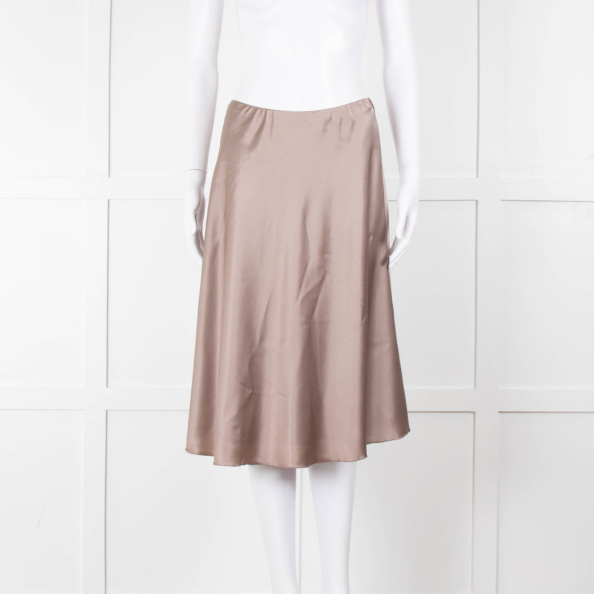 Amina Rubinacci Brown Silk Skirt With Elasticated Waist