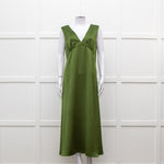 Weekend Max Mara Green Satin Sleeveless Midi Dress