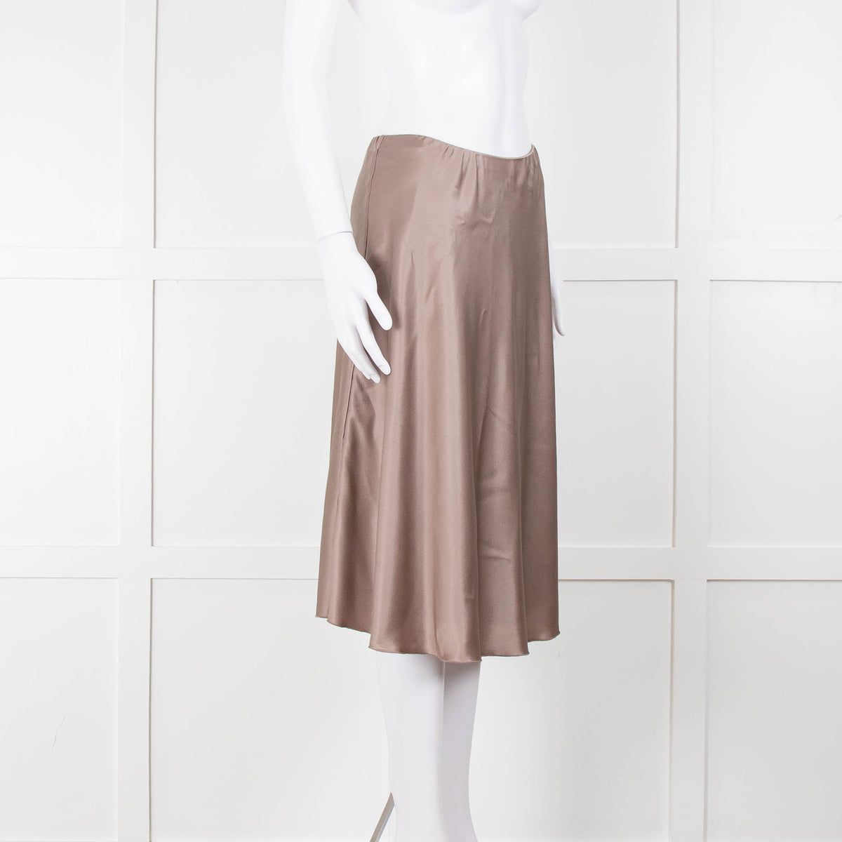 Amina Rubinacci Brown Silk Skirt With Elasticated Waist